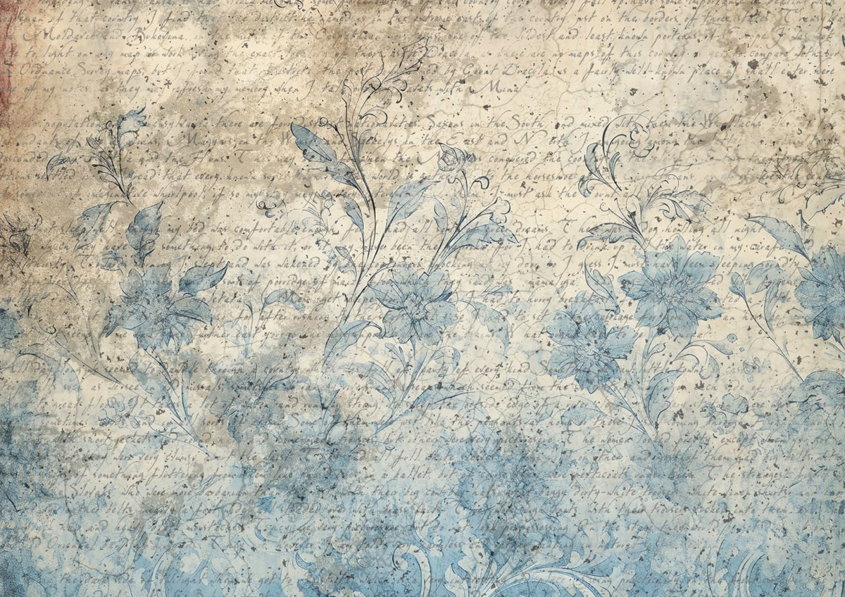 Vintage Blue Iveta Ziendina Rice Paper Decoupage Queen A4 A3