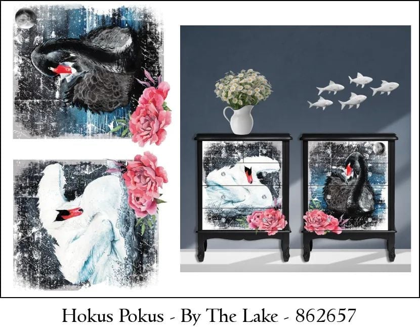 By The Lake | Rub On Transfer | Furniture Transfer | Hokus Pokus | 2 Designs | Total 35 x 24