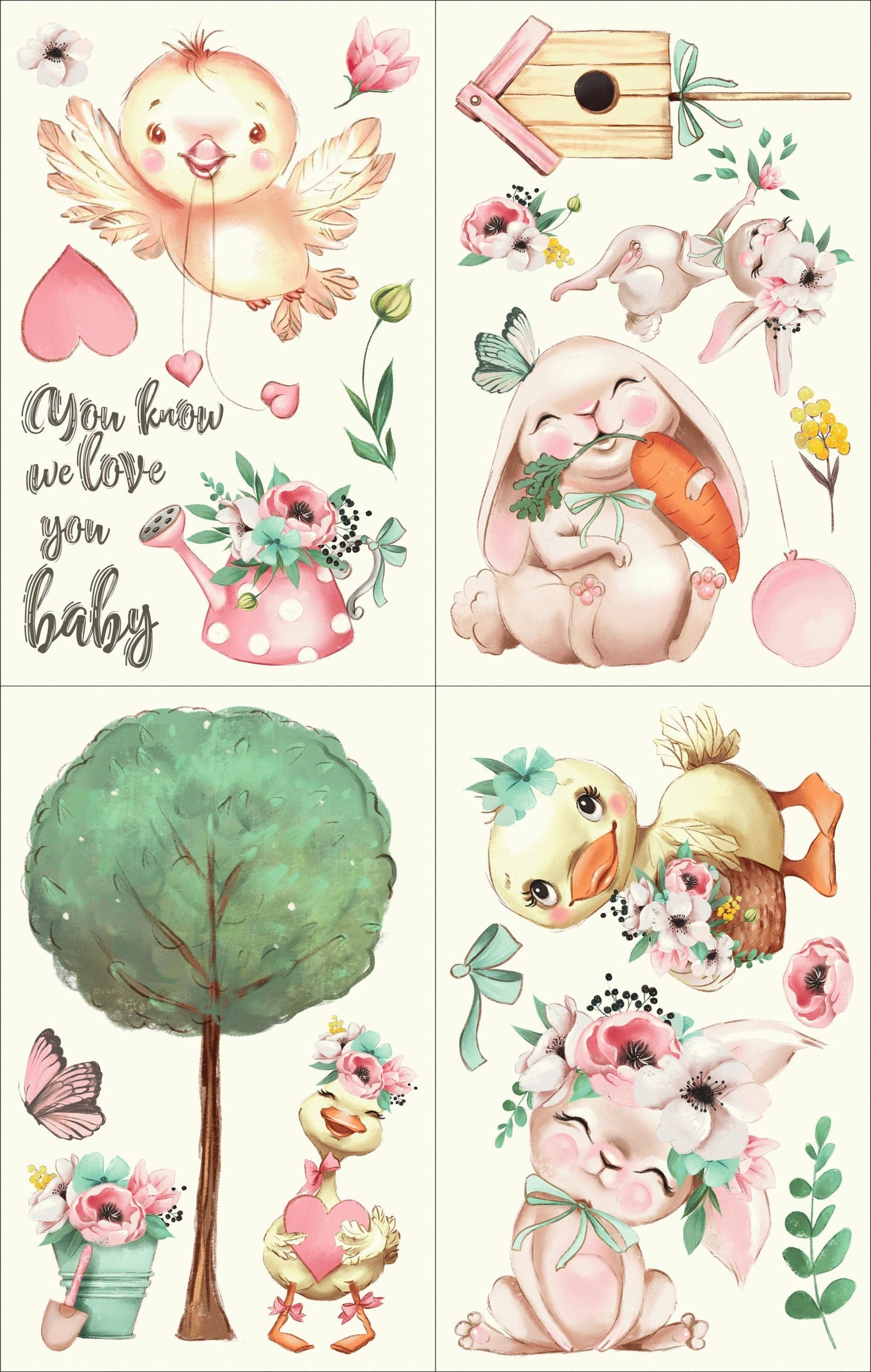 We Love You Baby 4 Images | Rub On Furniture Transfers | Hokus Pokus | Furniture Decals | 35 x 24
