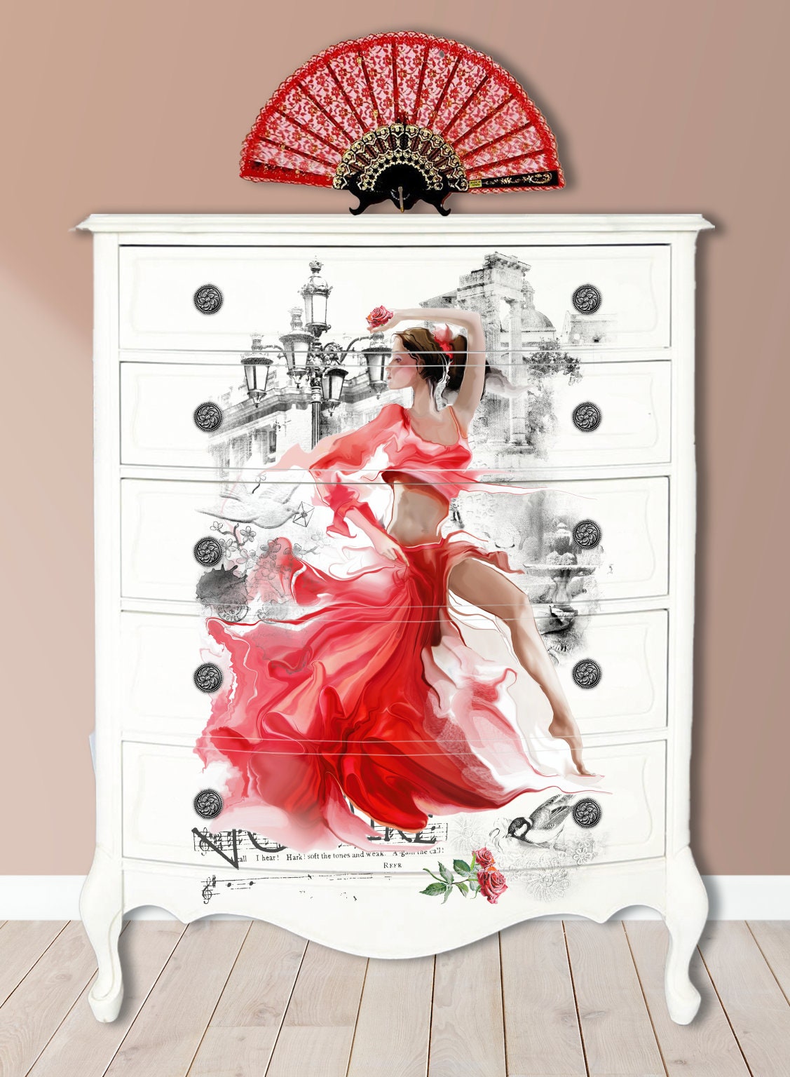 Lets Tango | Rub On Furniture Transfers | Hokus Pokus | Furniture Decals | 35 x 24