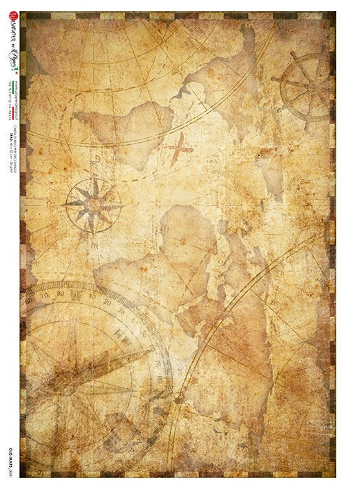 Old Maps 0041 | Rice Paper Decoupage | Paper Designs | 2 Sizes