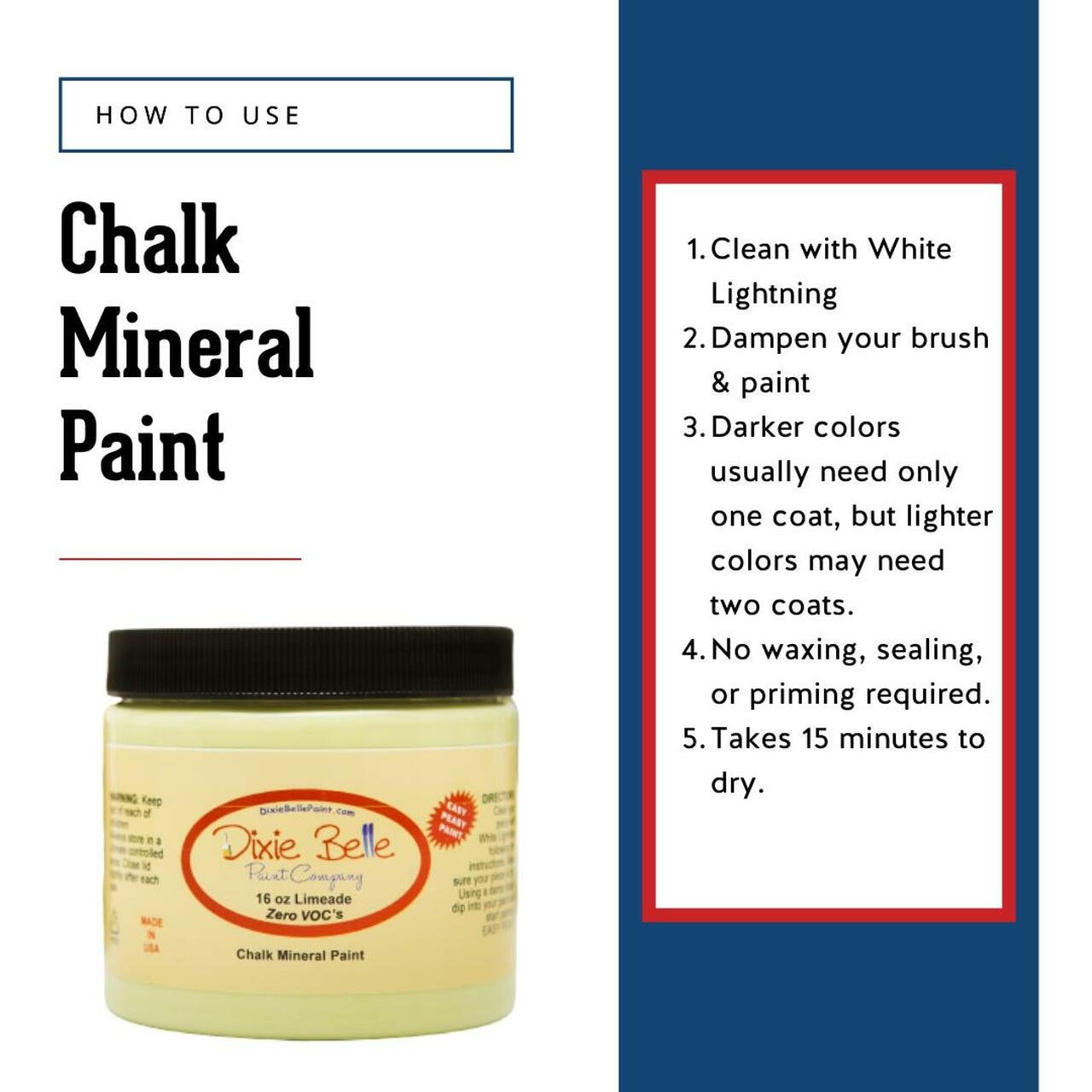 Yankee Blue 16oz and 32oz | Dixie Belle Chalk Mineral Paint | No VOC | Chalk Paint for Furniture | Water Based Paint | 16oz and 32oz