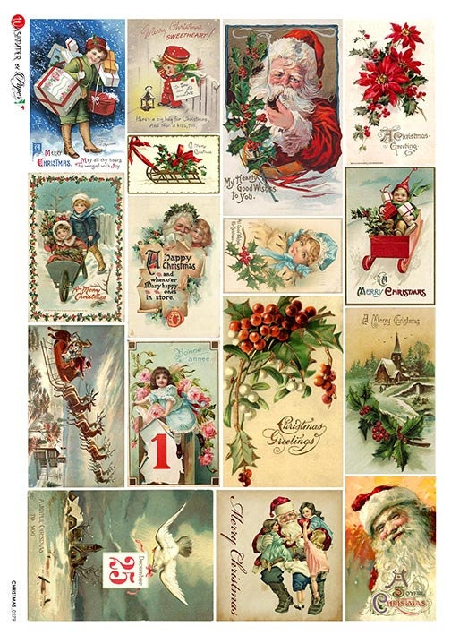Christmas Blocks 0279 | Rice Decoupage Paper | Paper Designs