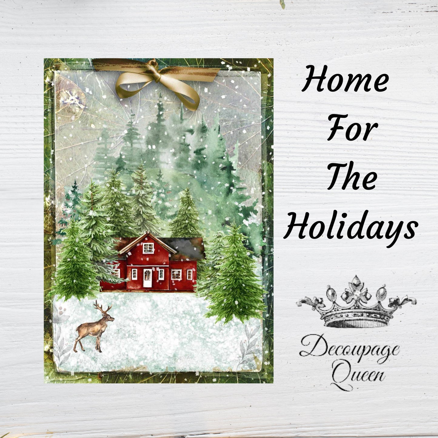 Home For The Holidays | Rice Paper Decoupage | Decoupage Queen | Christmas Decoupage Paper | A4 and A3