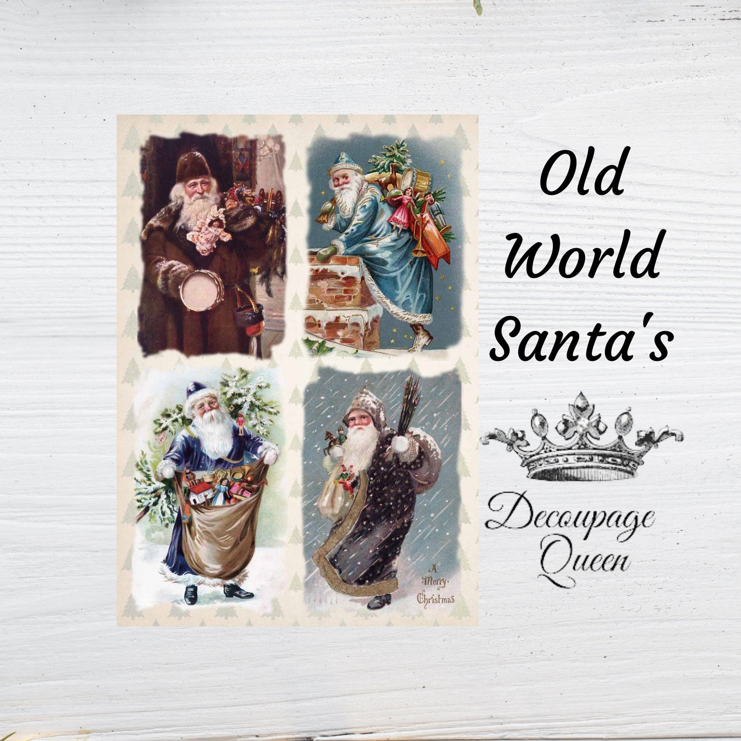 Old World Santa's | Rice Paper Decoupage | Decoupage Queen | 2 Sizes