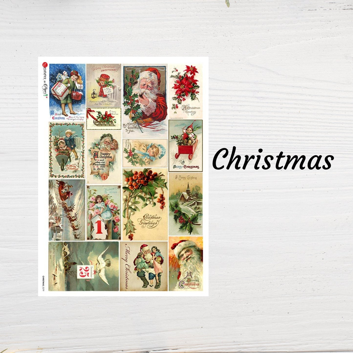 Christmas Blocks 0279 | Rice Decoupage Paper | Paper Designs