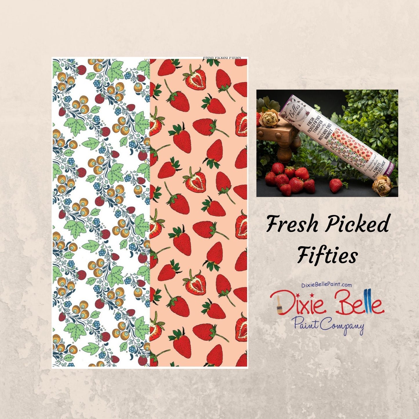 Fresh Picked Fifties | Rub On Transfer | Inspired By Mustard Tree Market | 24 x 38