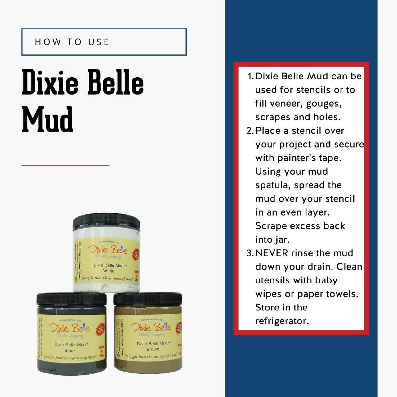 Dixie Mud | Dixie Belle Paint Company | 8oz | 3 Colors