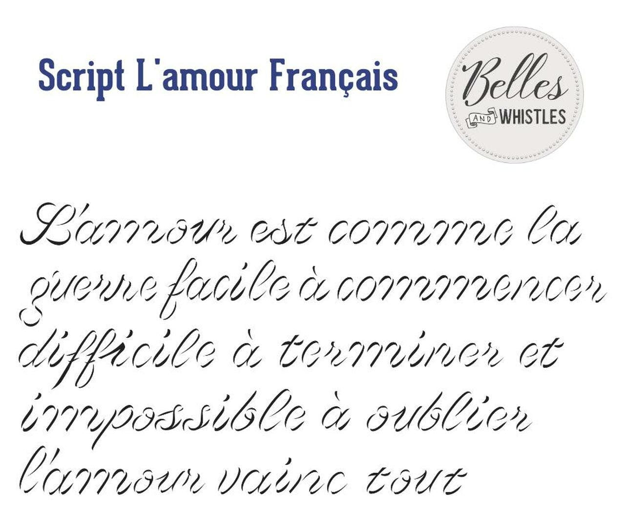 Script damour Mylar Stencil | Dixie Belle Paint | Belles and Whistles | 10mil