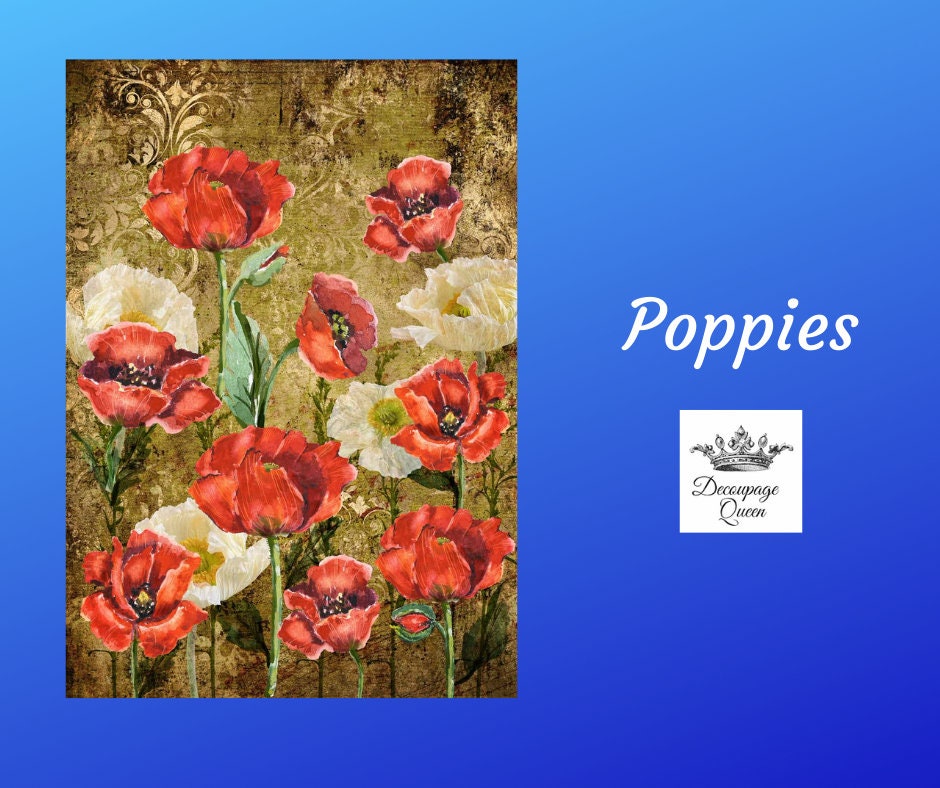 Poppies | Rice Paper Decoupage | Decoupage Queen | 2 Sizes