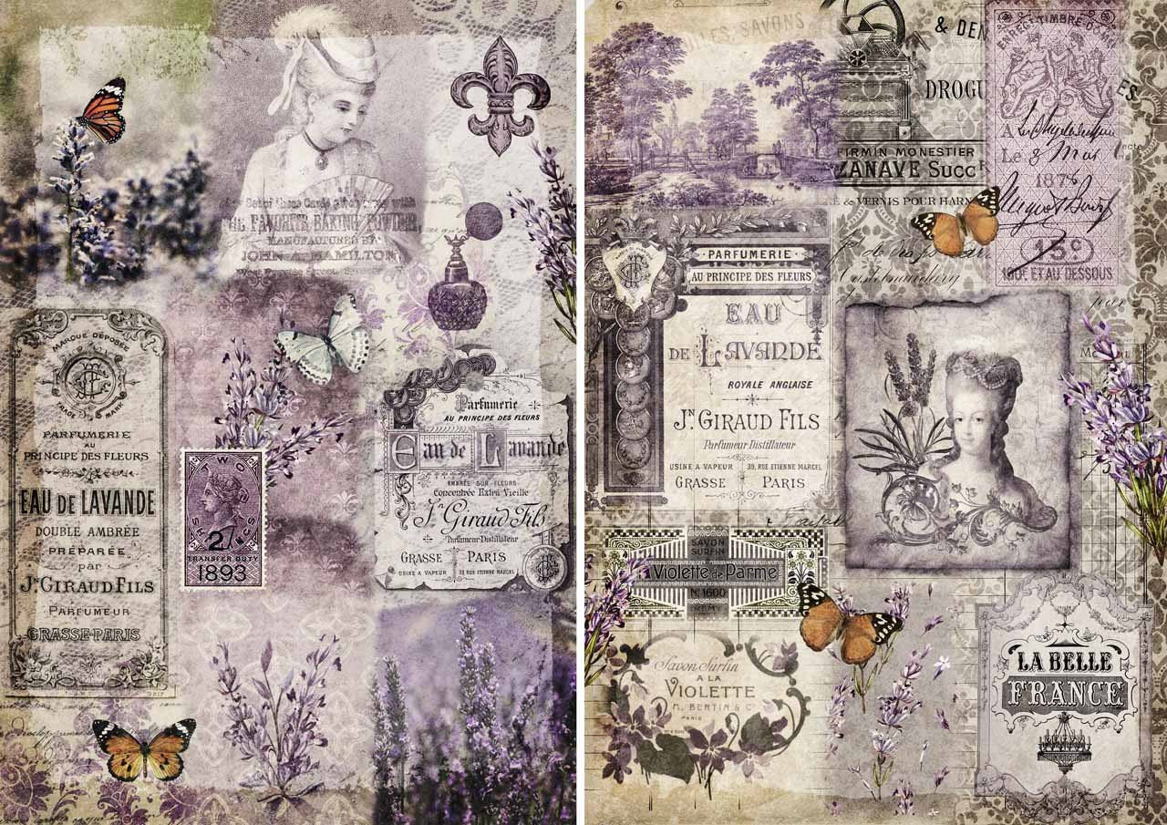 Lavender Sisters | Rice Paper Decoupage | Decoupage Queen | A4 8.3 x 11.7