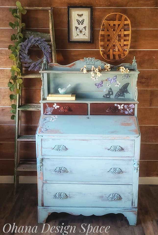 Oiseau Blue | Rub On Furniture Transfers | Hokus Pokus | Furniture Decals | 35 x 23
