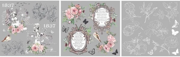 1837 | Rub On Furniture Transfers | Hokus Pokus | Furniture Decals | Petite Transfer | 3 Sheets