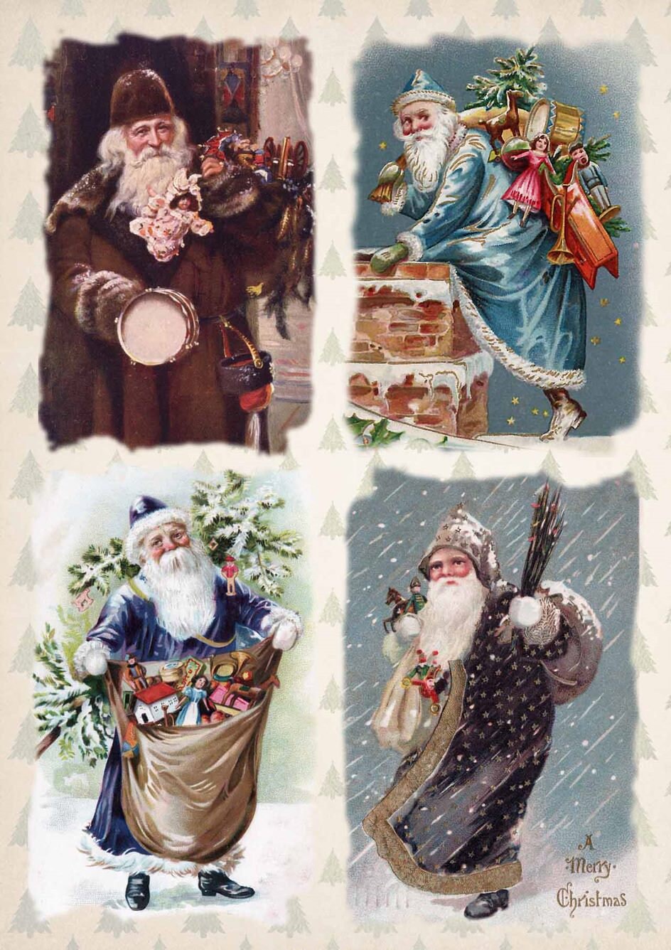 Old World Santa's | Rice Paper Decoupage | Decoupage Queen | 2 Sizes