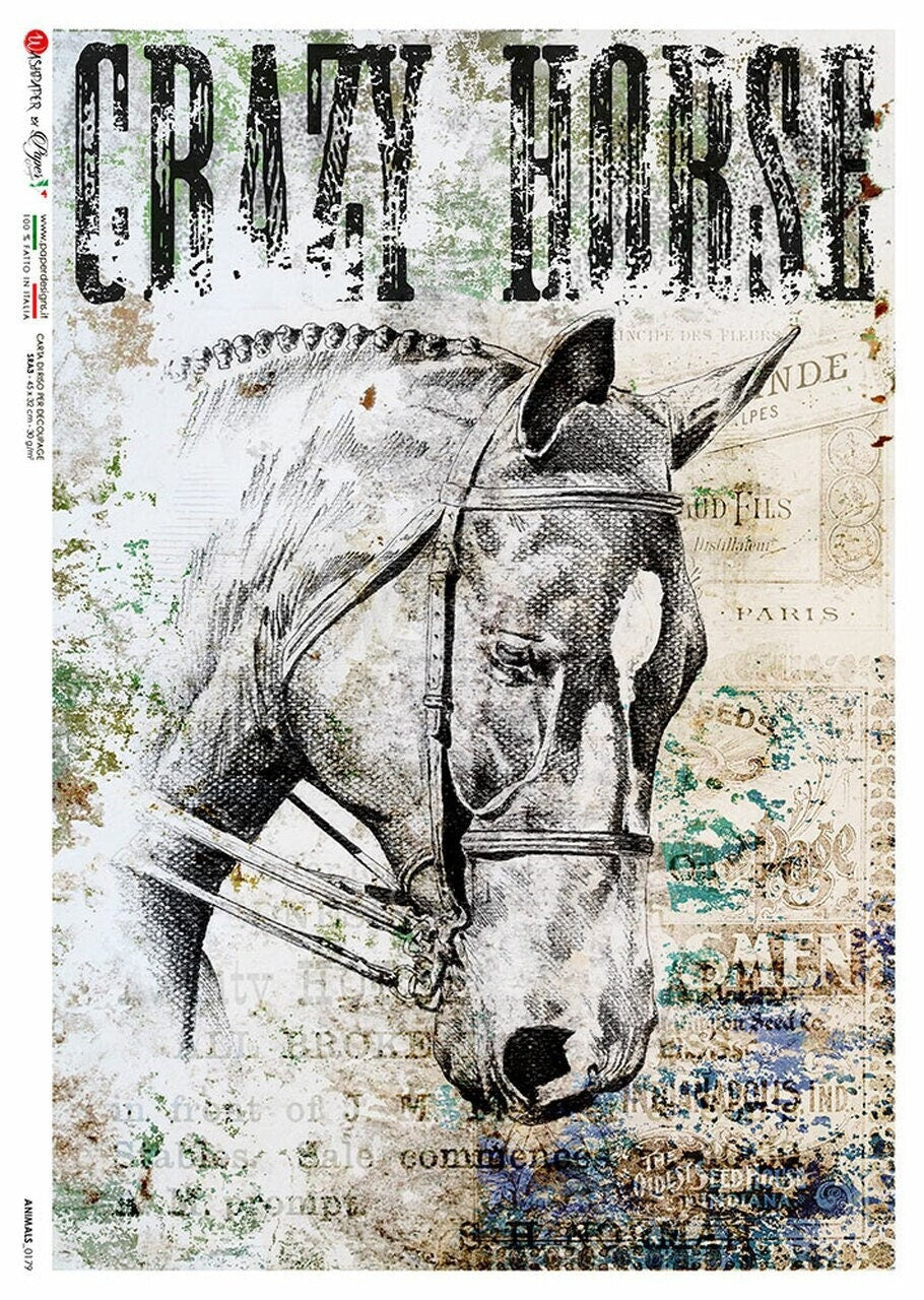 Crazy Horse | Rice Paper Decoupage | US Paper Designs Animals 0179 | 2 Sizes