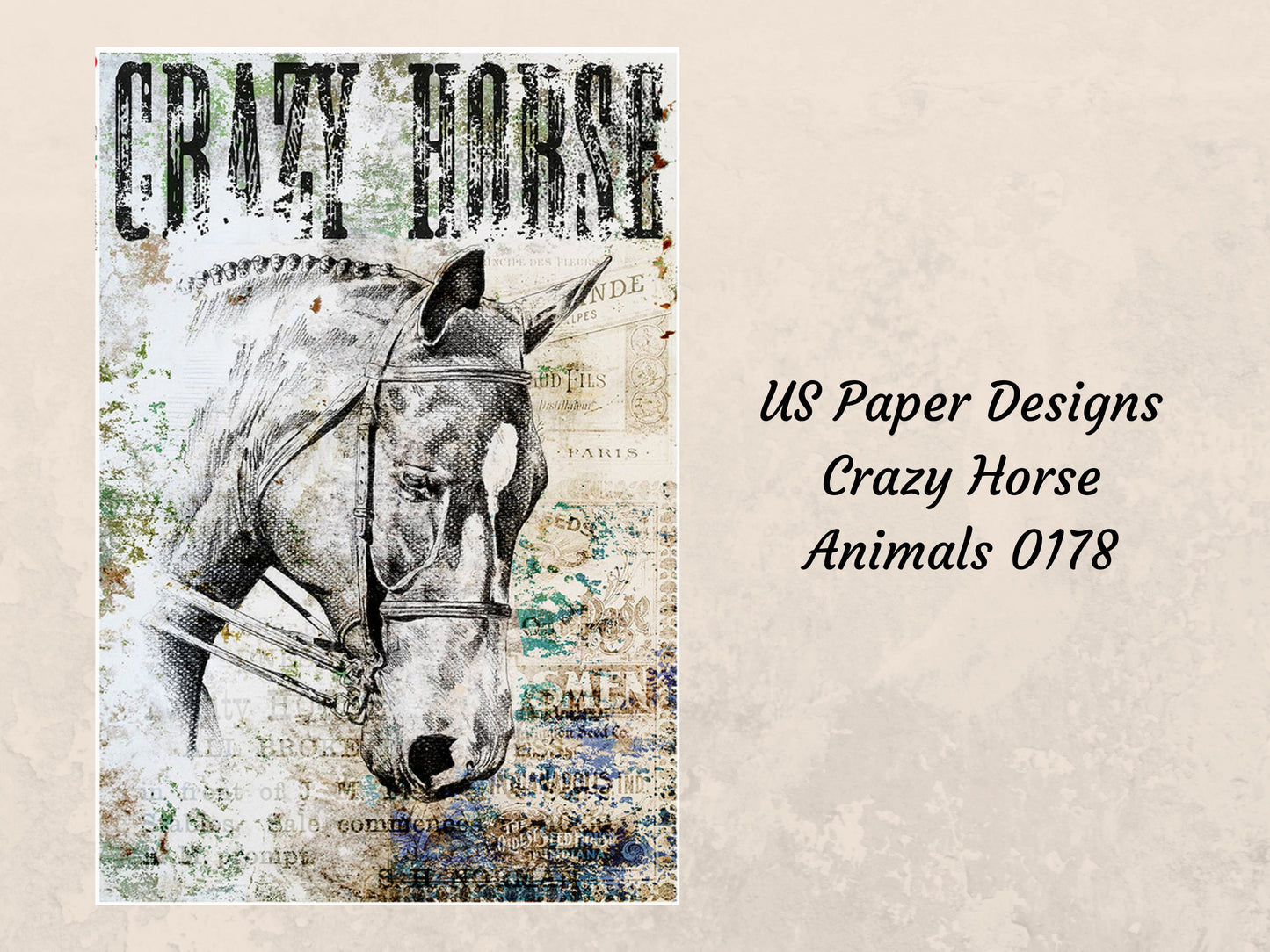 Crazy Horse | Rice Paper Decoupage | US Paper Designs Animals 0179 | 2 Sizes