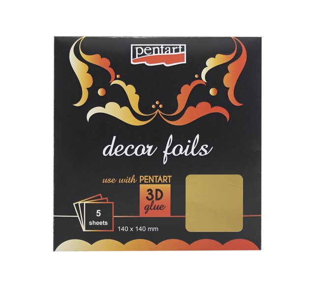 Gold Decor Foil Metallic Sheets | Foils Sheets | Pentart | 5.51" x 5.51" | 5 Sheets