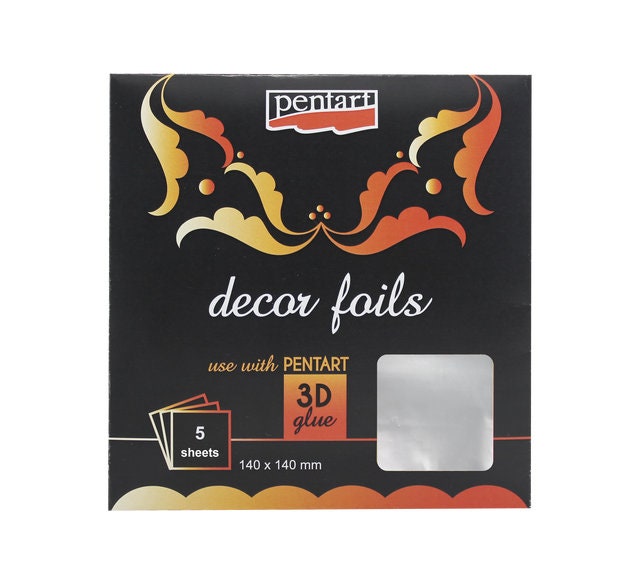 Silver Metallic | Decor Foil Metallic Sheets | Pentart | 5.51" x 5.51" | 5 Sheets