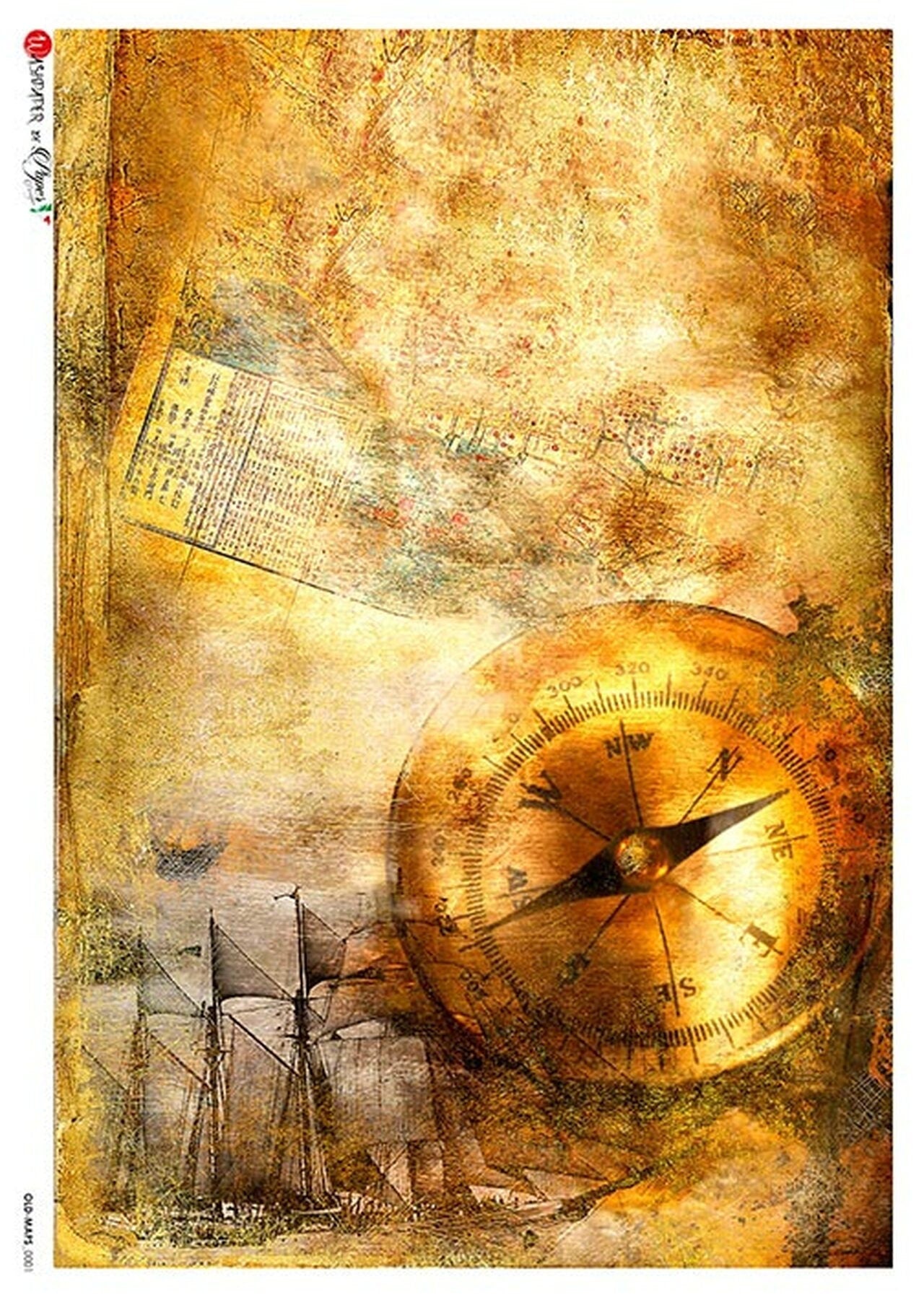 Rice Paper Decoupage | US Paper Designs | Old Maps 0001 | A4