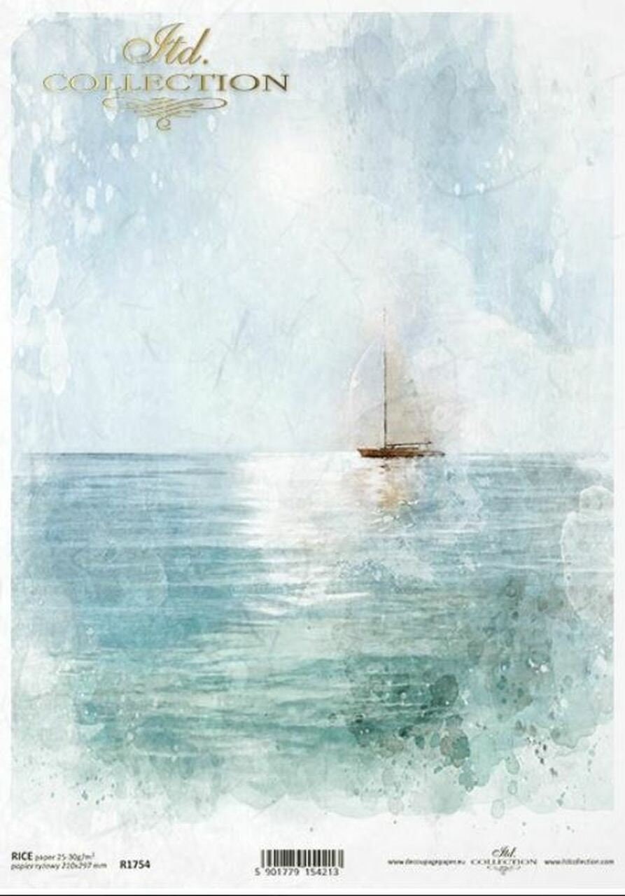 Sailboat Scene | Rice Paper Decoupage | ITD R1754 | A4