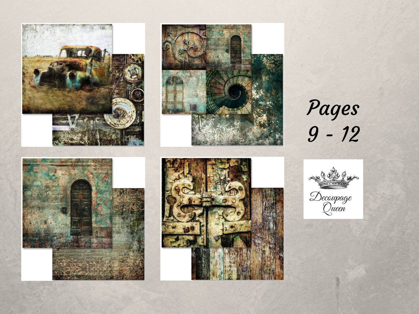 Weathered and Worn 6x6 Paper Pack | Decoupage Queen | 12 Pages, 24 Designs | Scrapbook Paper