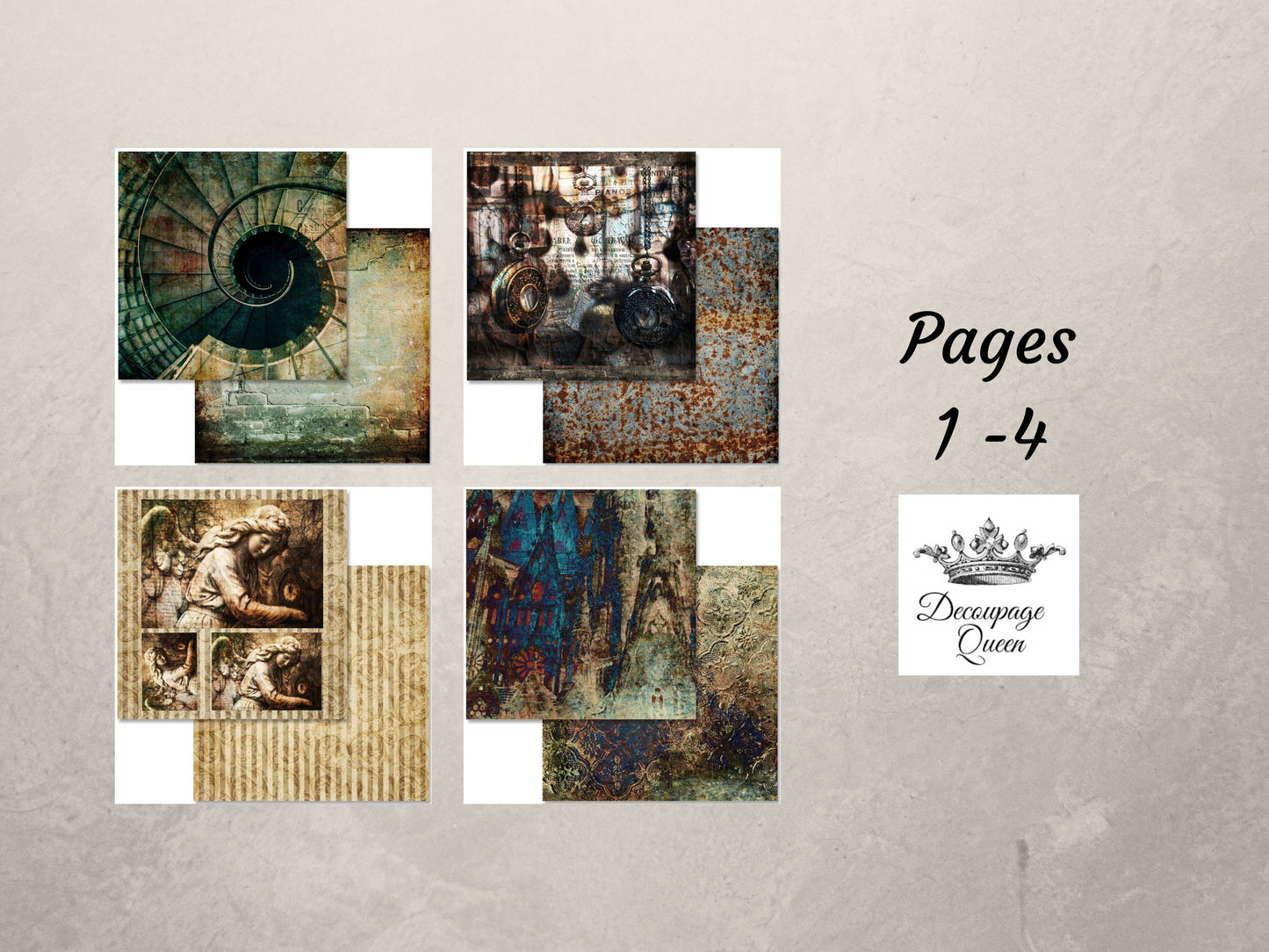 Weathered and Worn 6x6 Paper Pack | Decoupage Queen | 12 Pages, 24 Designs | Scrapbook Paper