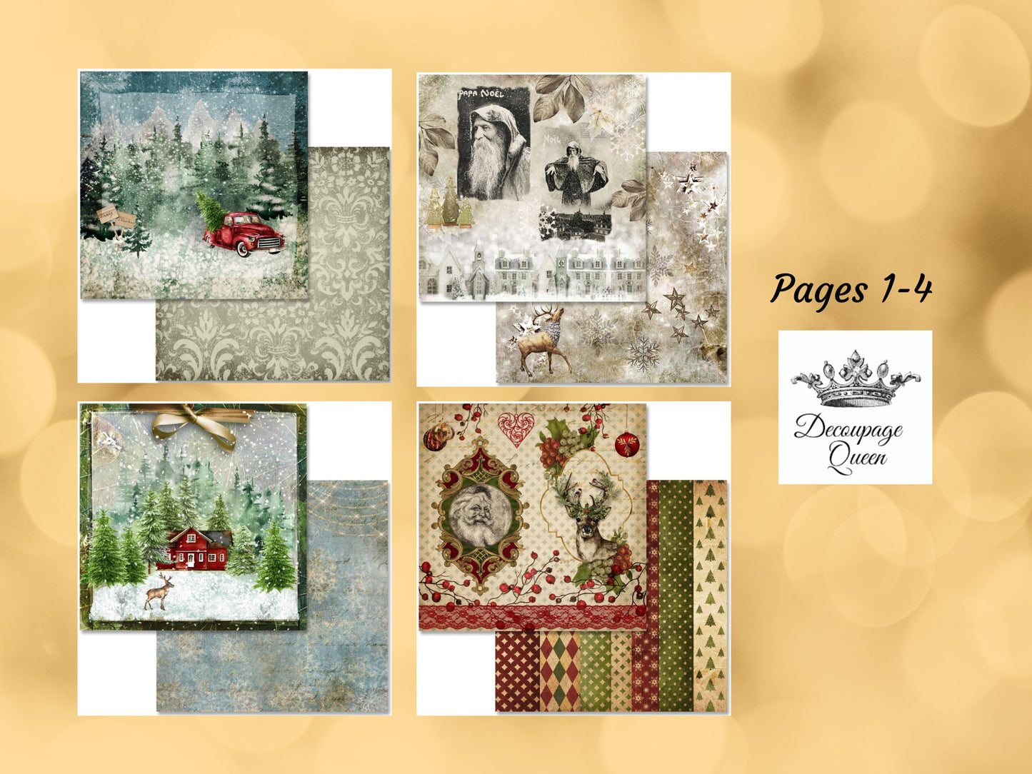 Christmas Collection | Scrapbook Paper | Decoupage Queen | 24 Sheets | 12" x 12"