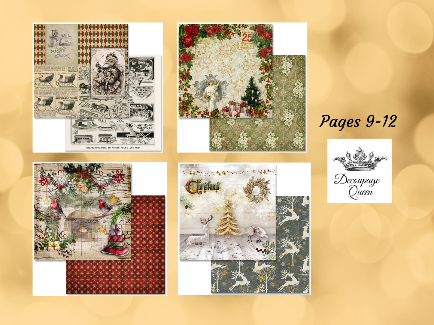 Christmas Collection | Scrapbook Paper | Decoupage Queen | 24 Sheets | 12" x 12"