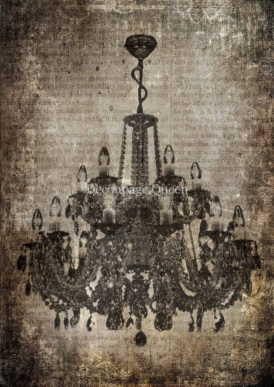 Crystal Chandelier | Rice Paper Decoupage | Decoupage Queen | 2 Sizes
