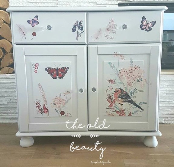 Oiseau Rose | Rub On Furniture Transfers | Hokus Pokus | Furniture Decals | 35 x 23