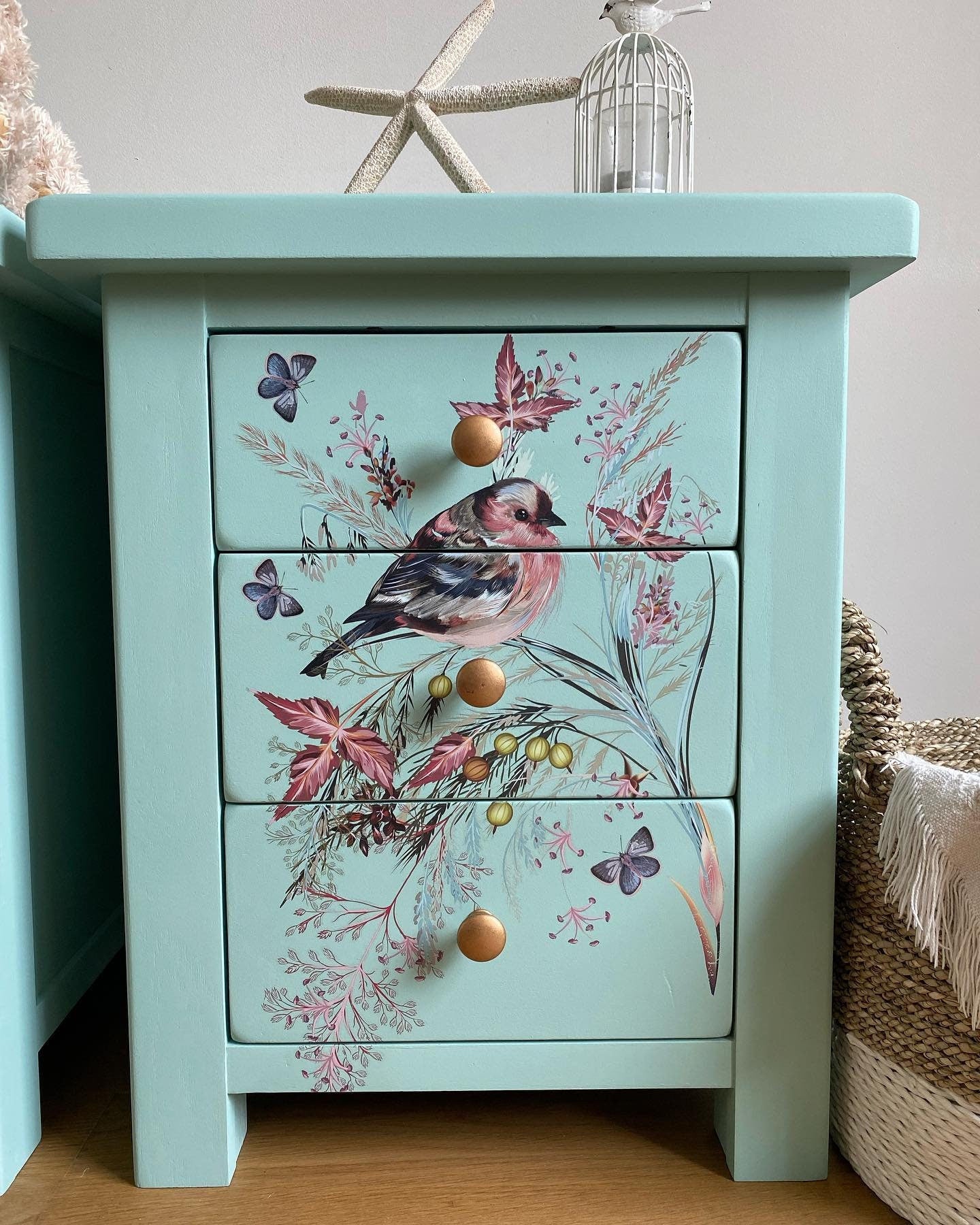Oiseau Rose | Rub On Furniture Transfers | Hokus Pokus | Furniture Decals | 35 x 23