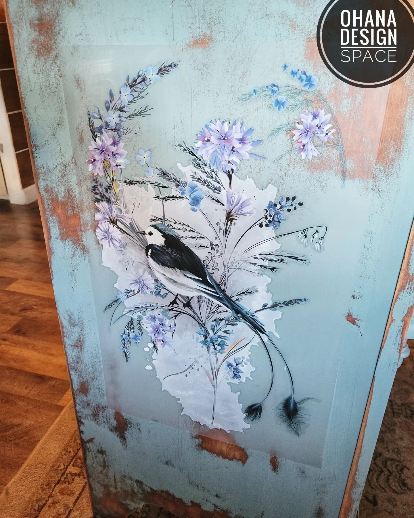Oiseau Blue | Rub On Furniture Transfers | Hokus Pokus | Furniture Decals | 35 x 23
