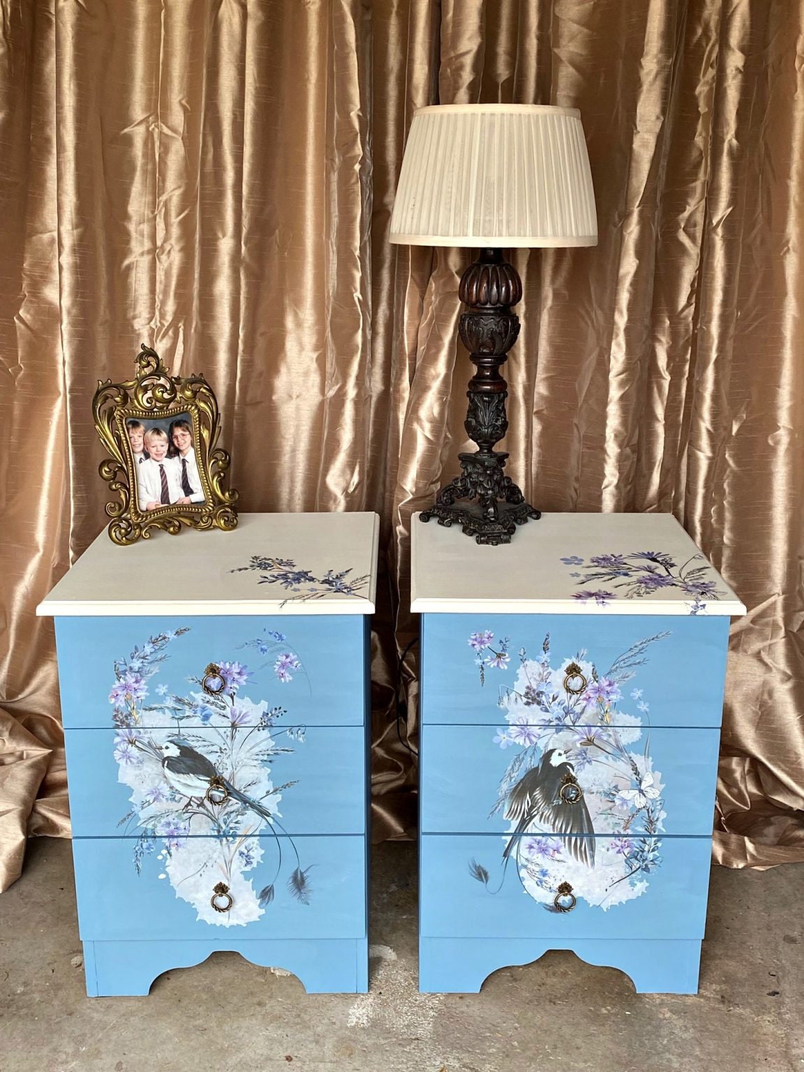 Oiseau Blue | Rub On Furniture Transfers | Hokus Pokus | Furniture Decals | 35 x 23