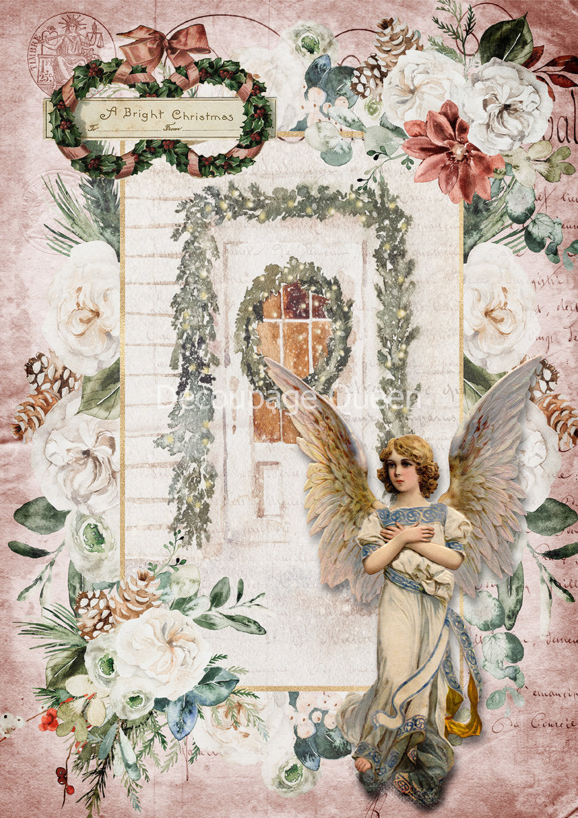 A Bright Christmas |Rice Paper Decoupage | Decoupage Queen | 2 Sizes