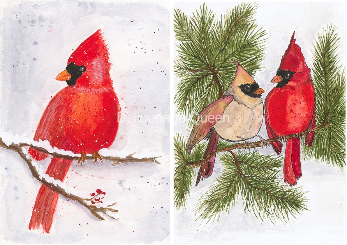Old to Ooh La La Red Birds | Rice Paper Decoupage | Decoupage Queen | 2 Sizes