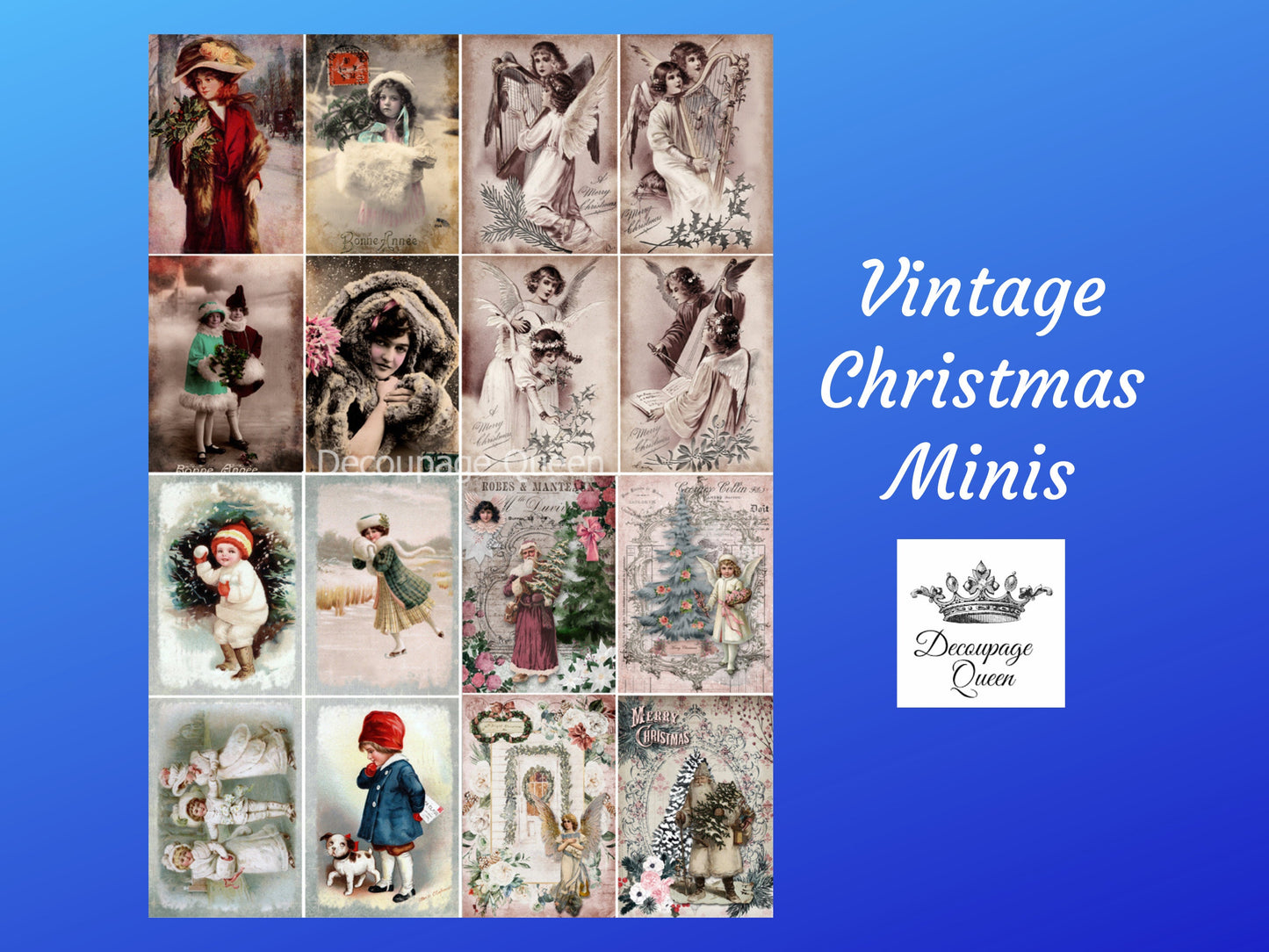 Vintage Christmas Minis | Rice Paper Decoupage | Decoupage Queen | 2 Sizes
