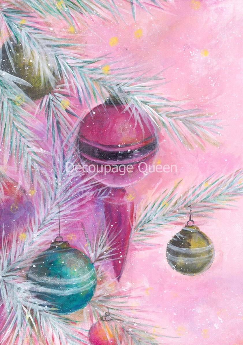 Retro Christmas 3 | Rice Paper Decoupage | Ellen J Goods | Decoupage Queen | 2 Sizes