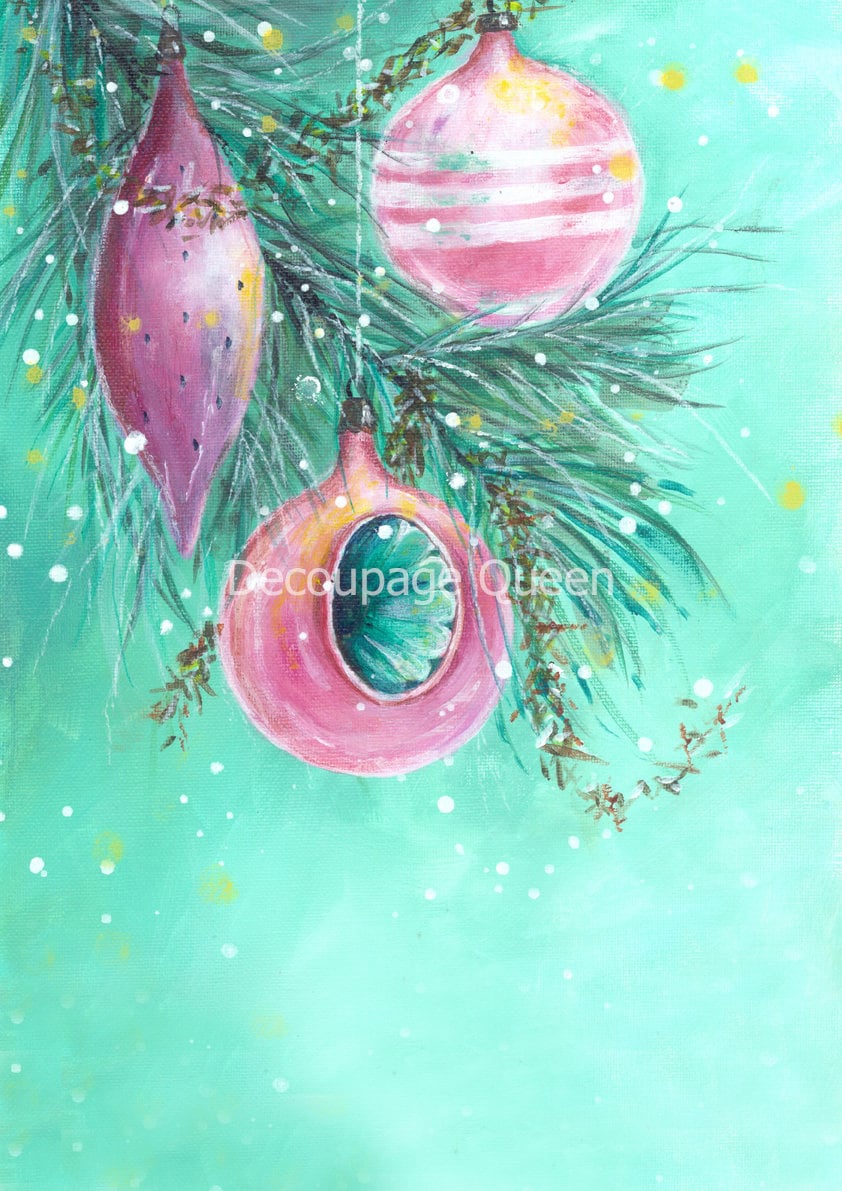Retro Christmas 4 | Rice Paper Decoupage | Ellen J Goods | Decoupage Queen | 2 Sizes
