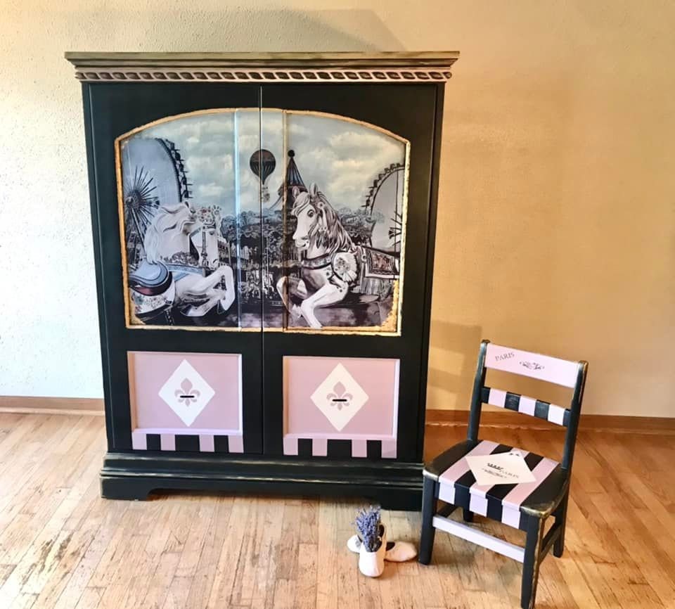 Let's Go To The Merry Go Round | Rub On Furniture Transfers | Hokus Pokus | Furniture Decals | 35 x 24