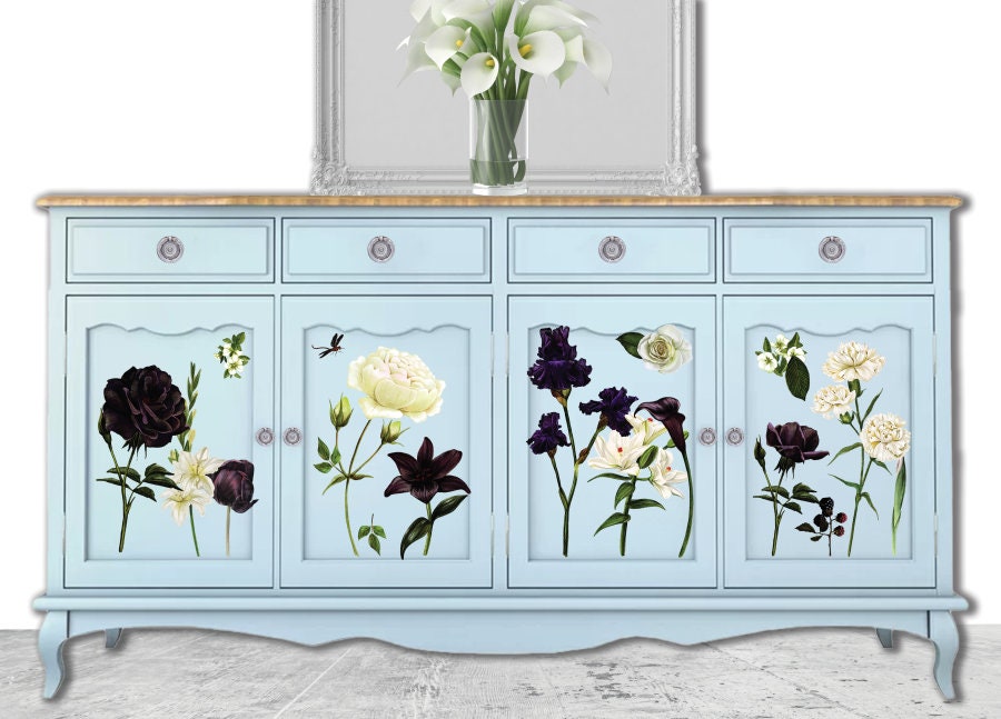 Midnight Garden | Rub On Transfer | Hokus Pokus | Furniture Transfer | 37" x 24"