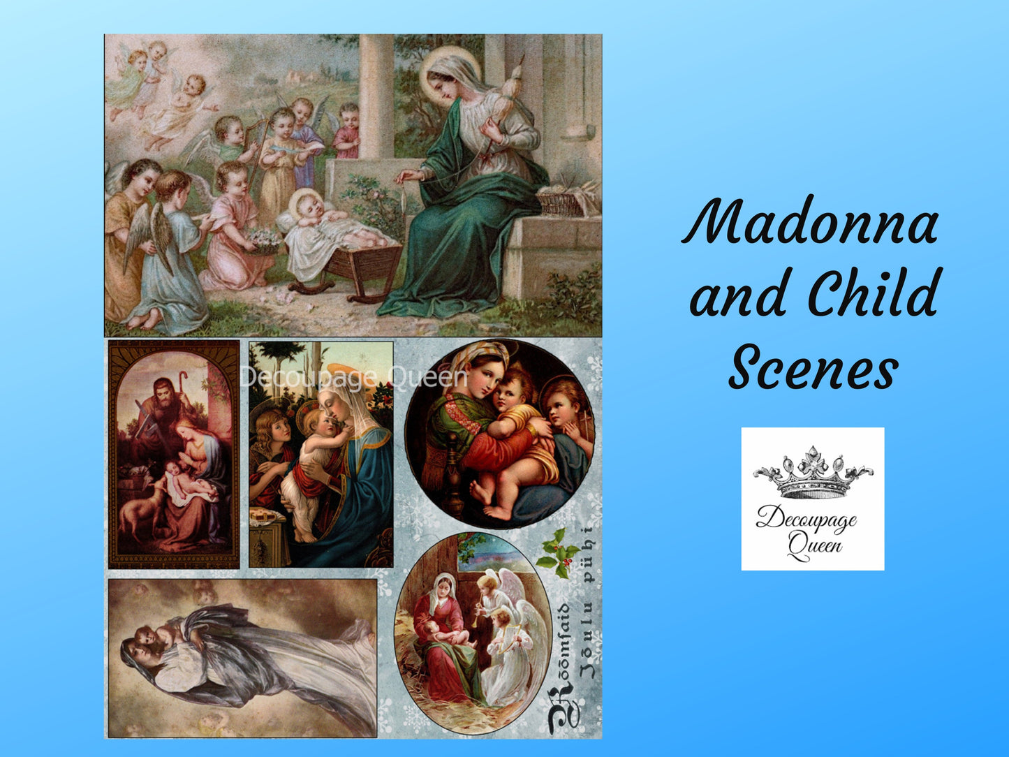 Madonna and Child Scenes | 6 Images | Rice Paper Decoupage | Decoupage Queen | A3 | RETIRED