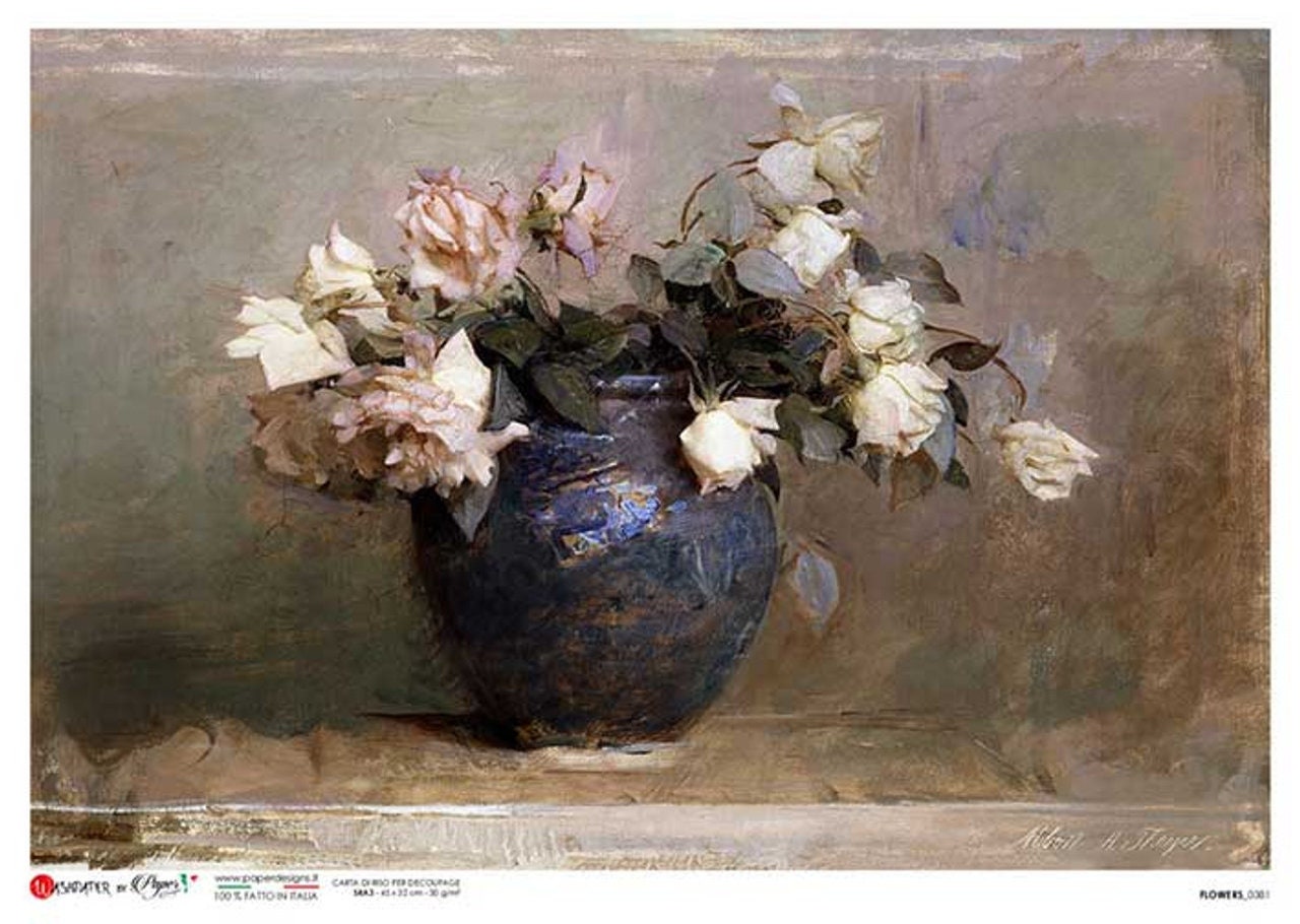 Flower Vase 0381 | Rice Paper Decoupage | US Paper Designs | A4