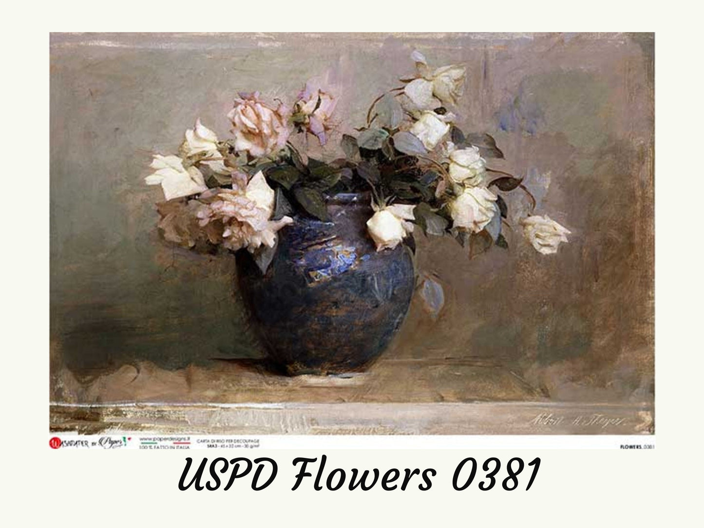 Flower Vase 0381 | Rice Paper Decoupage | US Paper Designs | A4