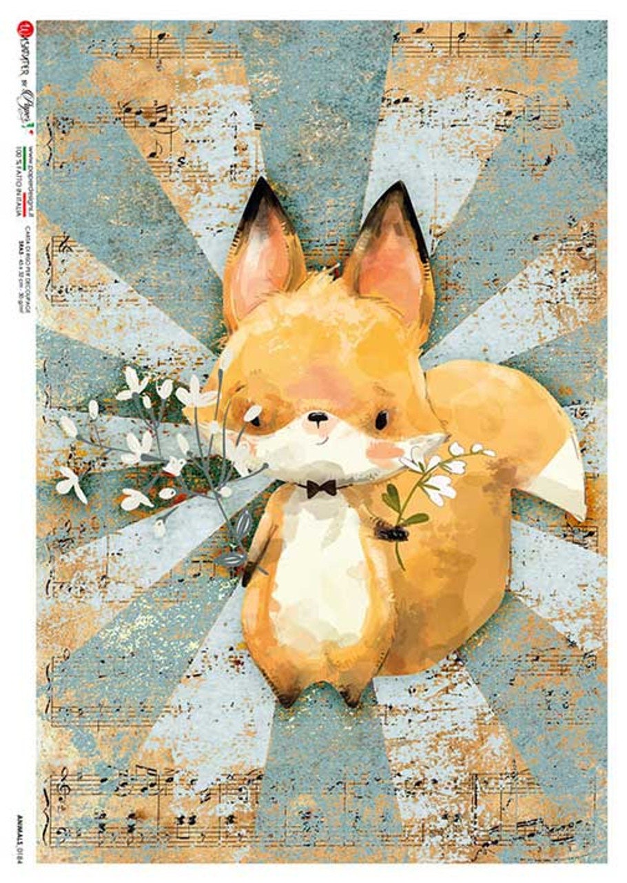 Friendly Fox Animals 0184 | Rice Paper Decoupage | US Paper Designs | A4
