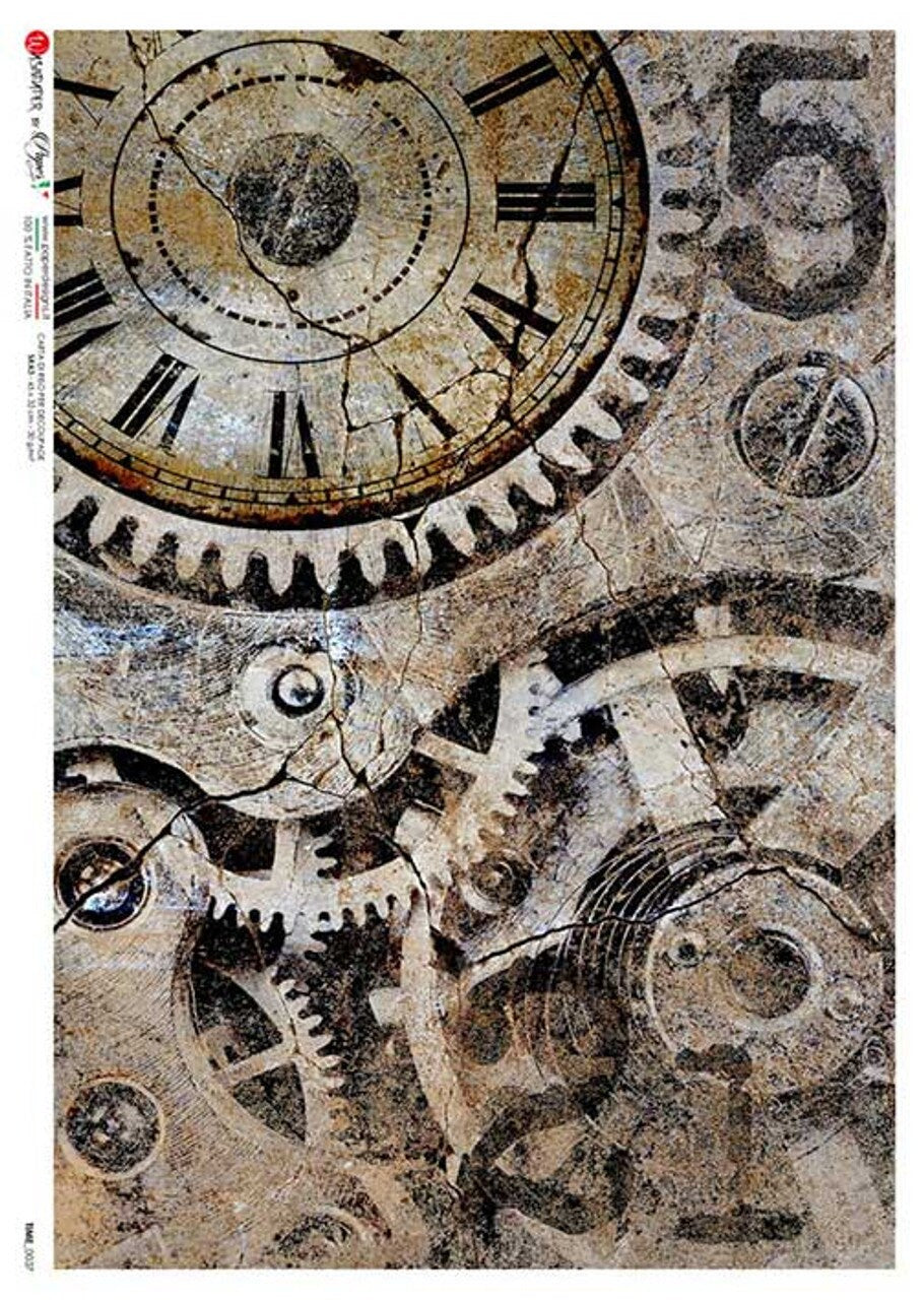 Inner Clockworks | Rice Paper Decoupage | US Paper Designs Time 0037 | A4