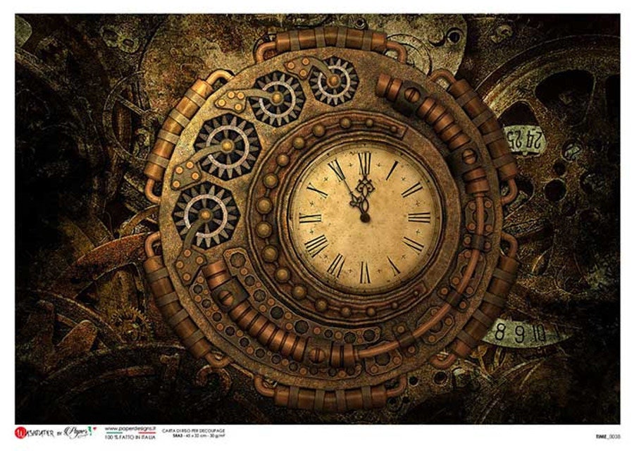 Steampunk Timepiece 0038 | Rice Paper Decoupage | Paper Designs | A4
