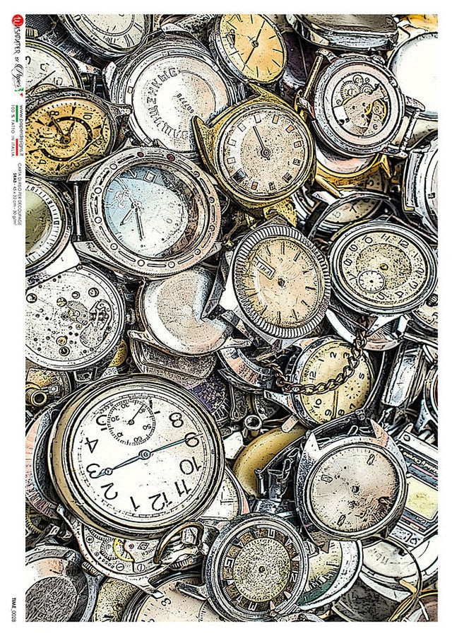 Clock Collage Time 0028 | Rice Paper Decoupage | Paper Designs | A4