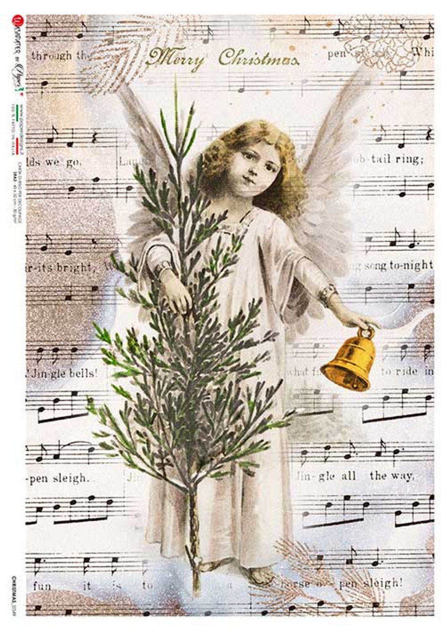 Musical Angel Christmas 0349 | Rice Paper Decoupage | Paper Designs | A4