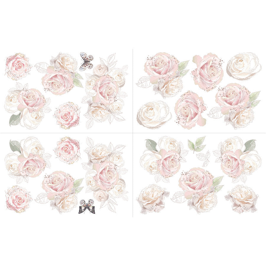 Jardin de Roses | Rub On Furniture Transfer | Hokus Pokus | Furniture Decal | 35" x 23"