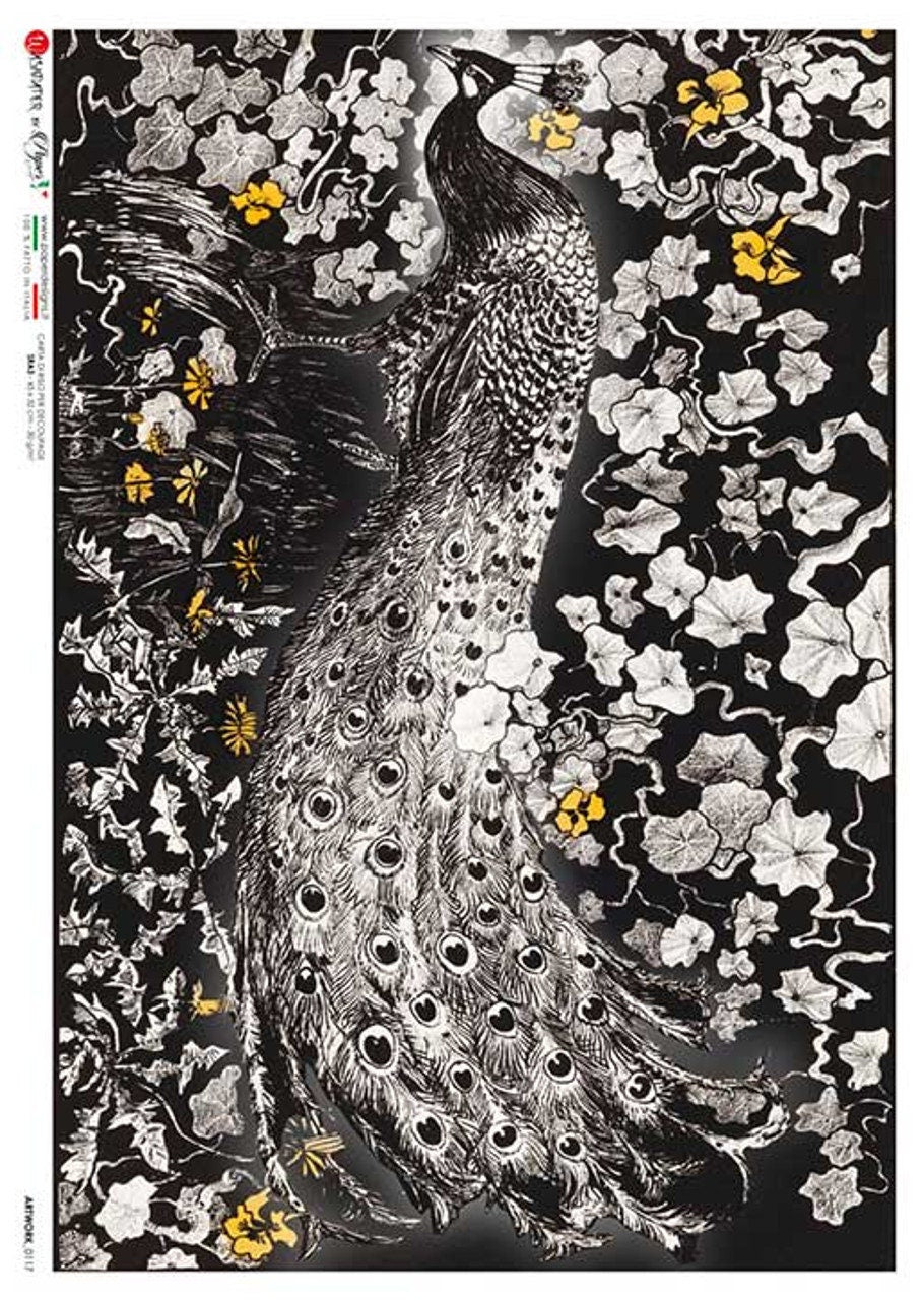 Peacock Artwork 0117 | Rice Paper Decoupage | Paper Designs | A4